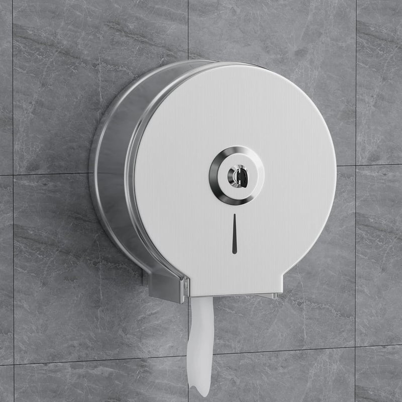 TOBEFORT Commercial Jumbo Toilet Paper Dispenser, Brushed Stainless Steel Toilet Paper Holder Wall Mount, 9 Inch Bathroom Tissue Roll Dispenser with Lock Key - Image 2